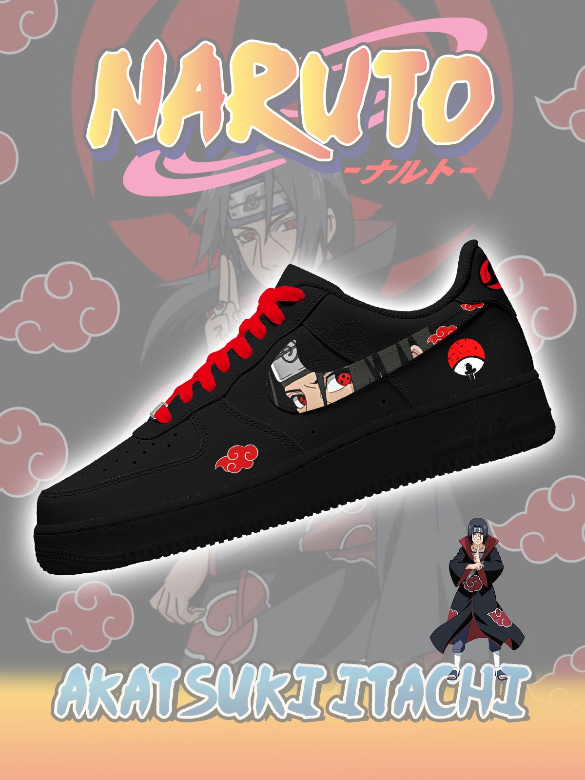 Akatsuki Itachi Uchiha No.2 Custom Sneakers Akatsuki Itachi Uchiha No.2 Custom Sneakers Sneakatelier