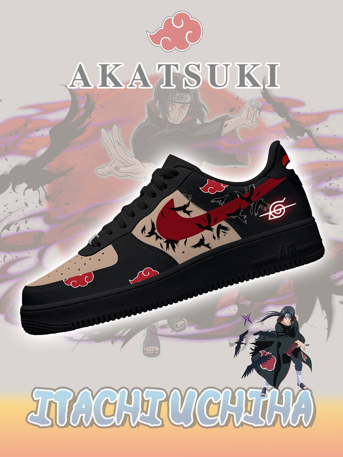 Akatsuki Itachi Uchiha No.6 Custom Sneakers Akatsuki Itachi Uchiha No.6 Custom Sneakers Sneakatelier