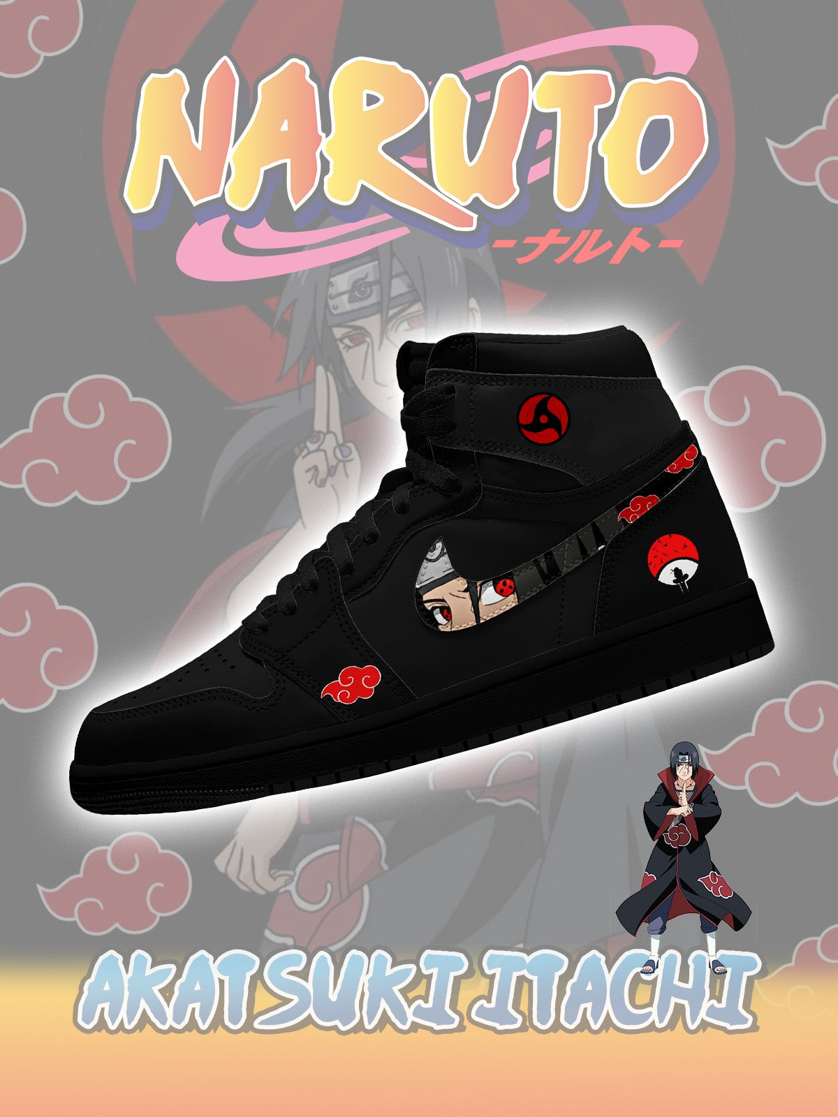 Akatsuki Itachi Uchiha V.2 Custom High-Top Sneakers Akatsuki Itachi Uchiha V.2 Custom High-Top Sneakers Sneakatelier
