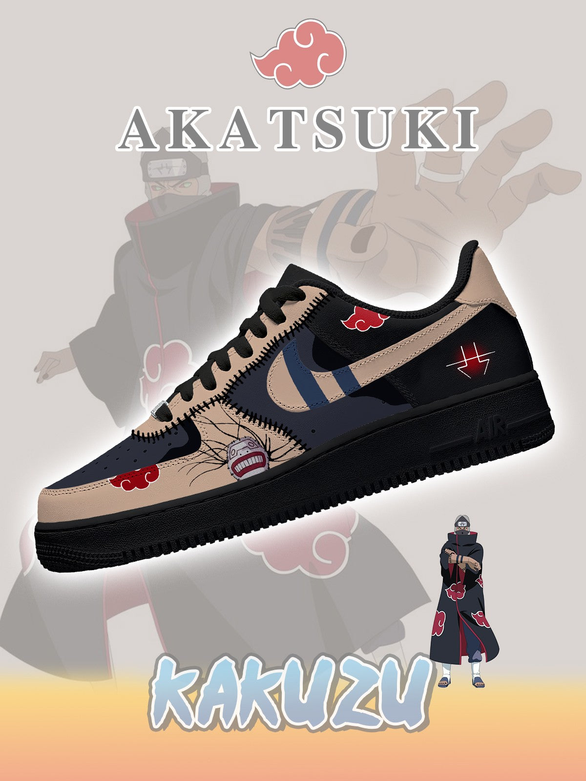 Akatsuki Kakuzu No.3 Custom Sneakers Akatsuki Kakuzu No.3 Custom Sneakers Sneakatelier