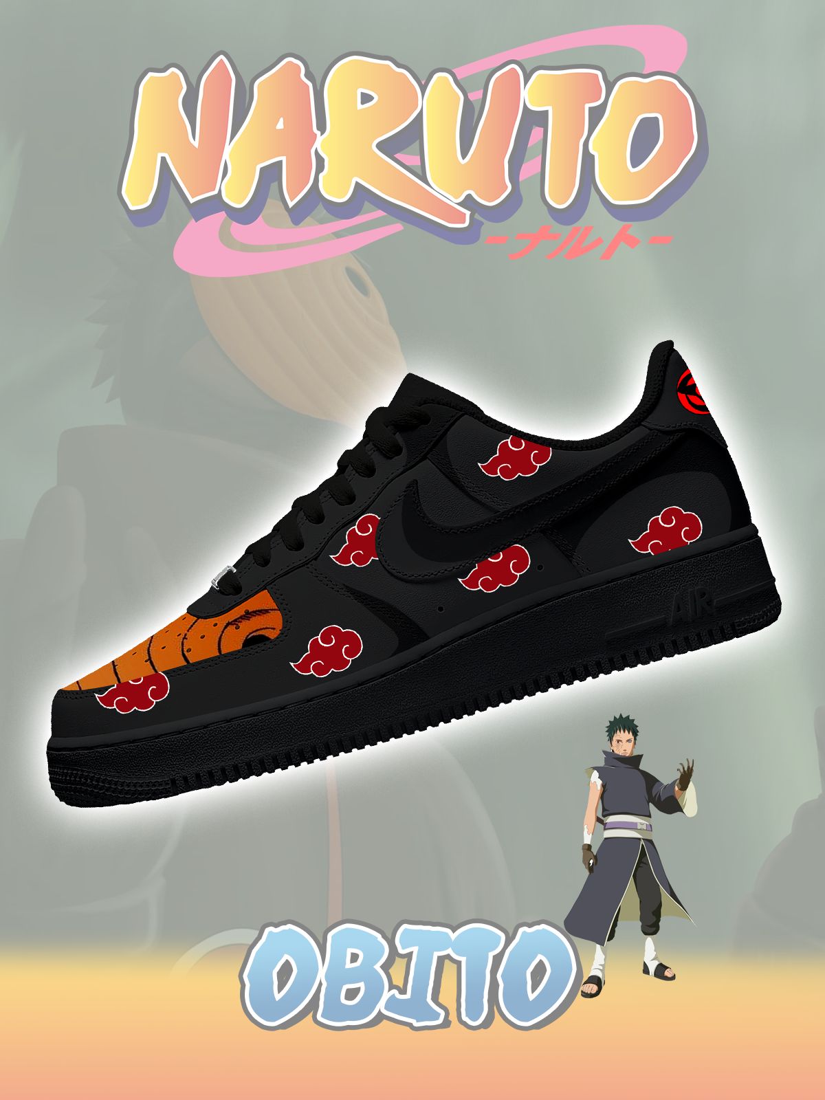 Akatsuki Obito No.1 Custom Sneakers Akatsuki Obito No.1 Custom Sneakers Sneakatelier