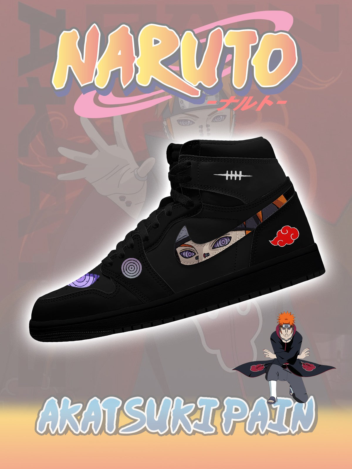 Akatsuki Pain V.2 Custom High-Top Sneakers Akatsuki Pain V.2 Custom High-Top Sneakers Sneakatelier
