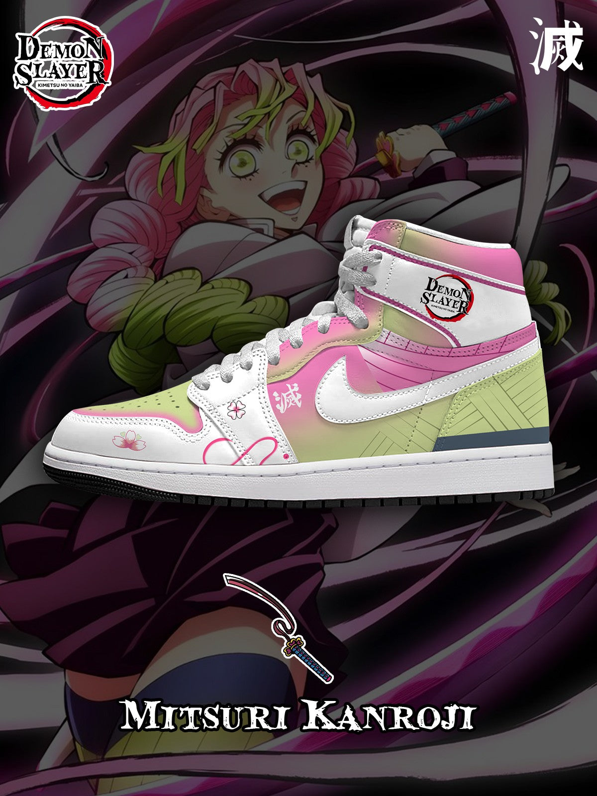 Mitsuri Kanroji V.1 Custom High-Top Sneakers Mitsuri Kanroji V.1 Custom High-Top Sneakers Sneakatelier