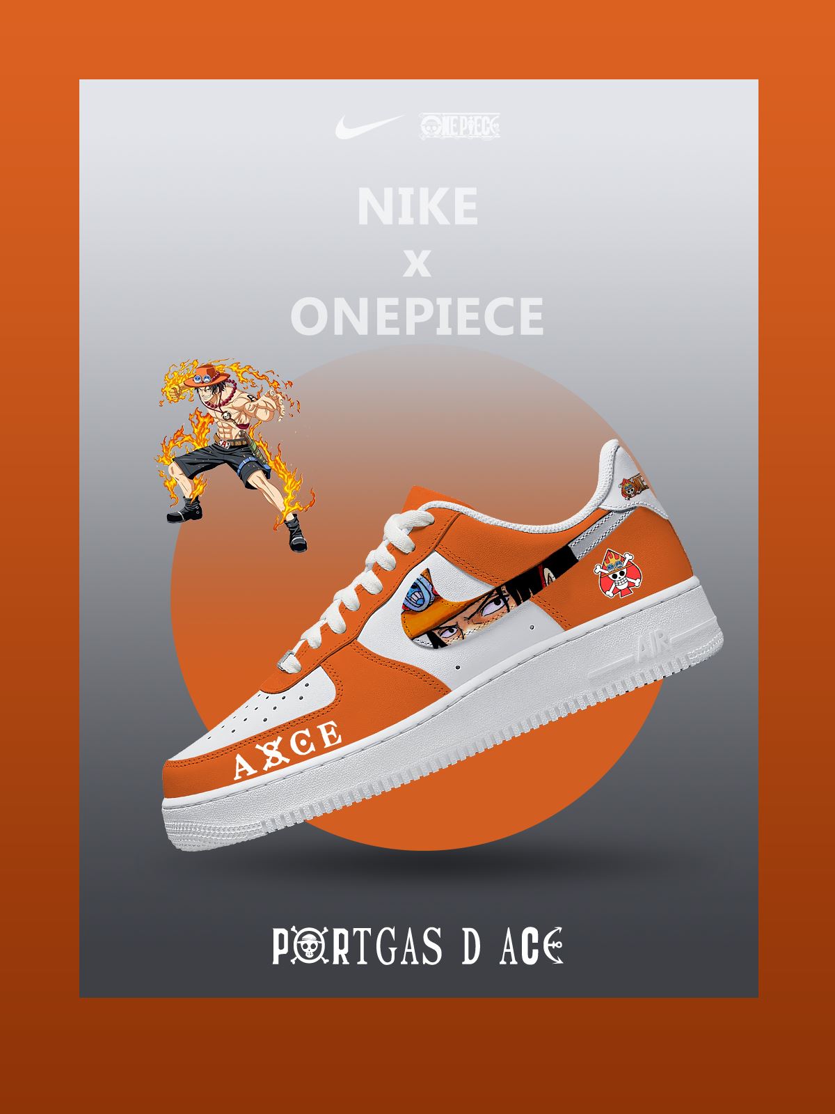 Portgas D Ace V.1 Custom Sneakers Portgas D Ace V.1 Custom Sneakers Sneakatelier