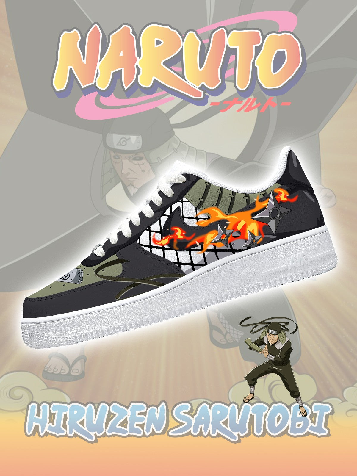 Third Hokage Hiruzen Sarutobi Custom Sneakers Third Hokage Hiruzen Sarutobi Custom Sneakers Sneakatelier