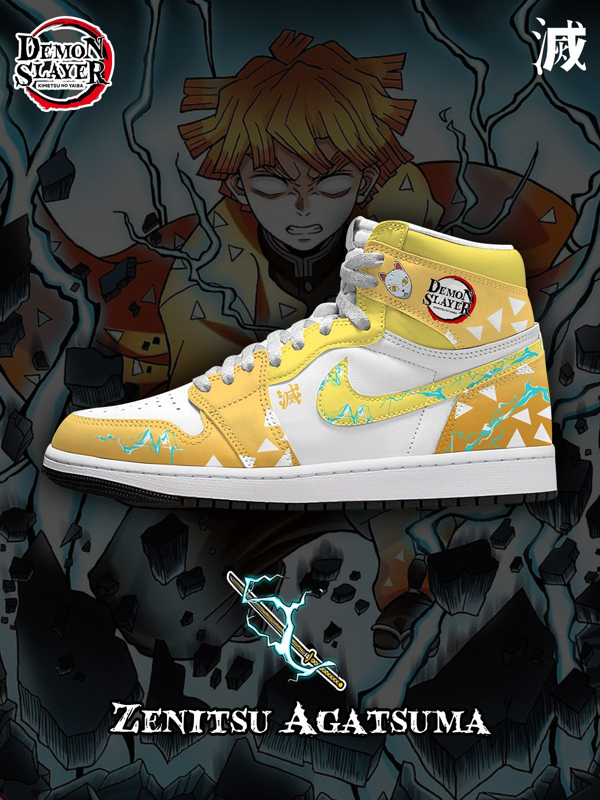 Zenitsu Agatsuma V.1 Custom High-Top Sneakers Zenitsu Agatsuma V.1 Custom High-Top Sneakers Sneakatelier