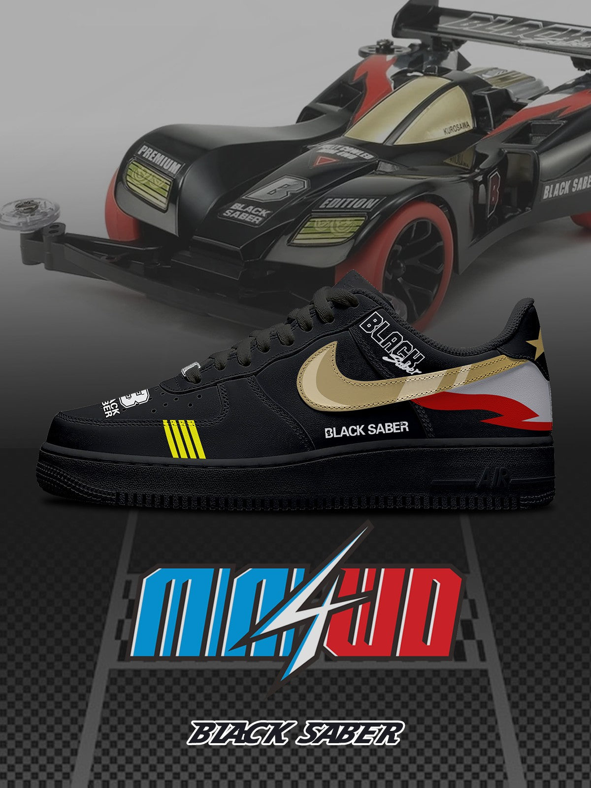 Black Saber V.1 Custom Sneakers Black Saber V.1 Custom Sneakers Sneakatelier