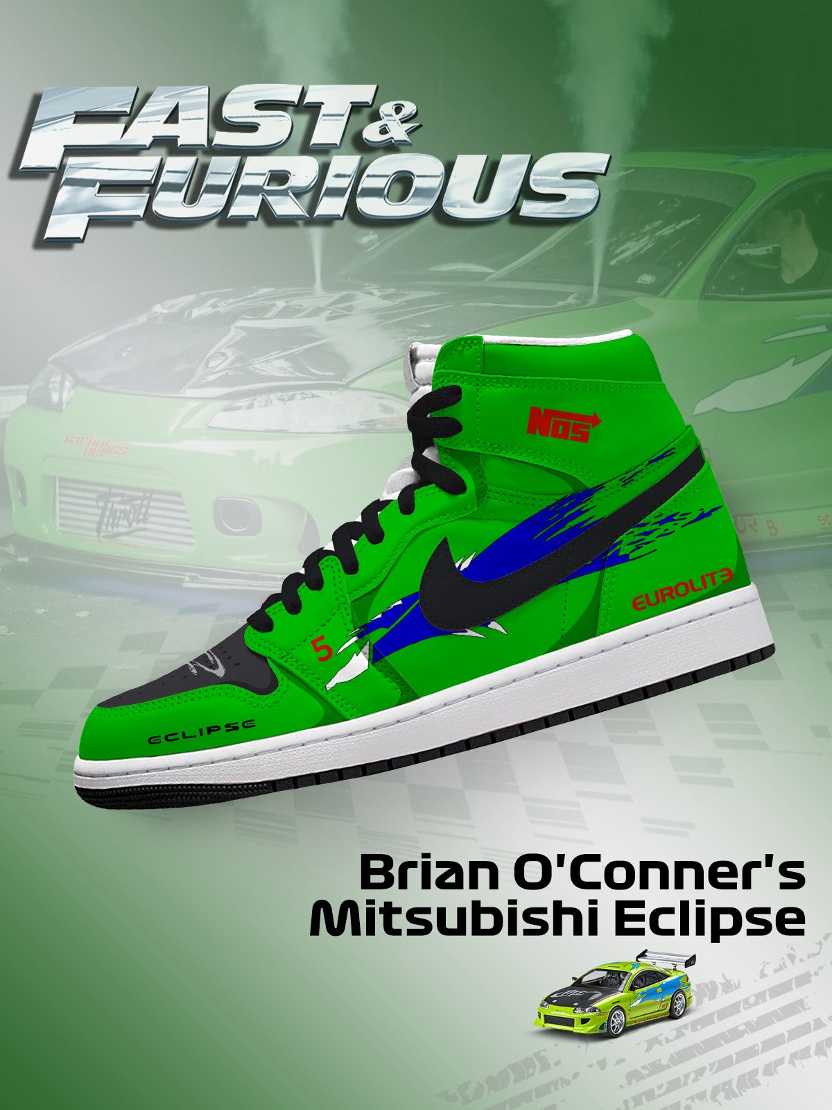 Brian O'Conner's Eclipse V.1 Custom High-Top Sneakers Brian O'Conner's Eclipse V.1 Custom High-Top Sneakers Sneakatelier