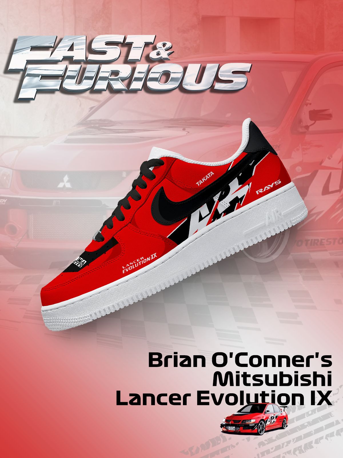 Brian O'Conner's Lancer Evolution IX Custom Sneakers Brian O'Conner's Lancer Evolution IX Custom Sneakers Sneakatelier