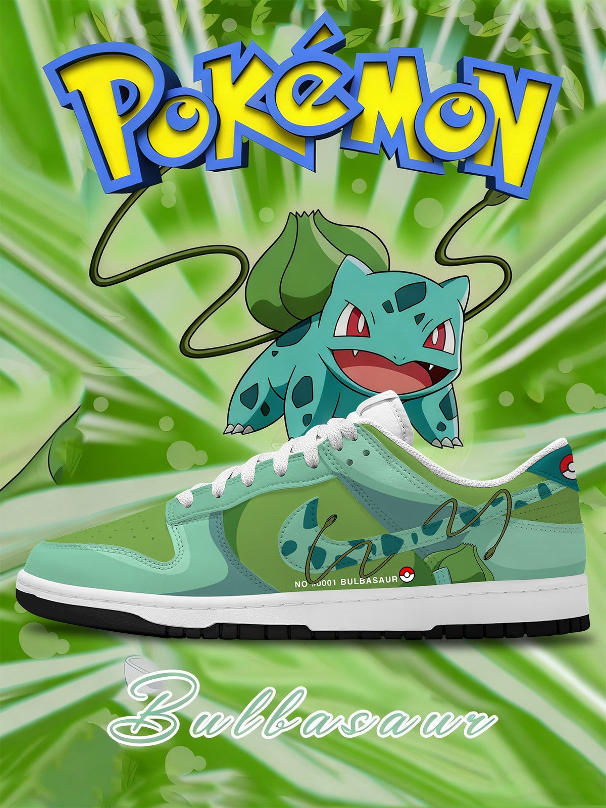 Bulbasaur V.1 Custom Court-Low Sneakers Bulbasaur V.1 Custom Court-Low Sneakers Sneakatelier