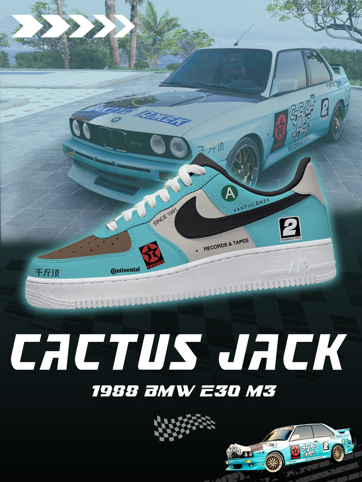 Cactus Jack 1988 E30 M3 V.1 Custom Sneakers Cactus Jack 1988 E30 M3 V.1 Custom Sneakers Sneakatelier