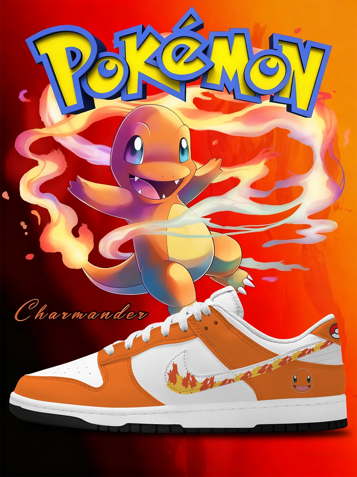 Charmander V.1 Custom Court-Low Sneakers Charmander V.1 Custom Court-Low Sneakers Sneakatelier