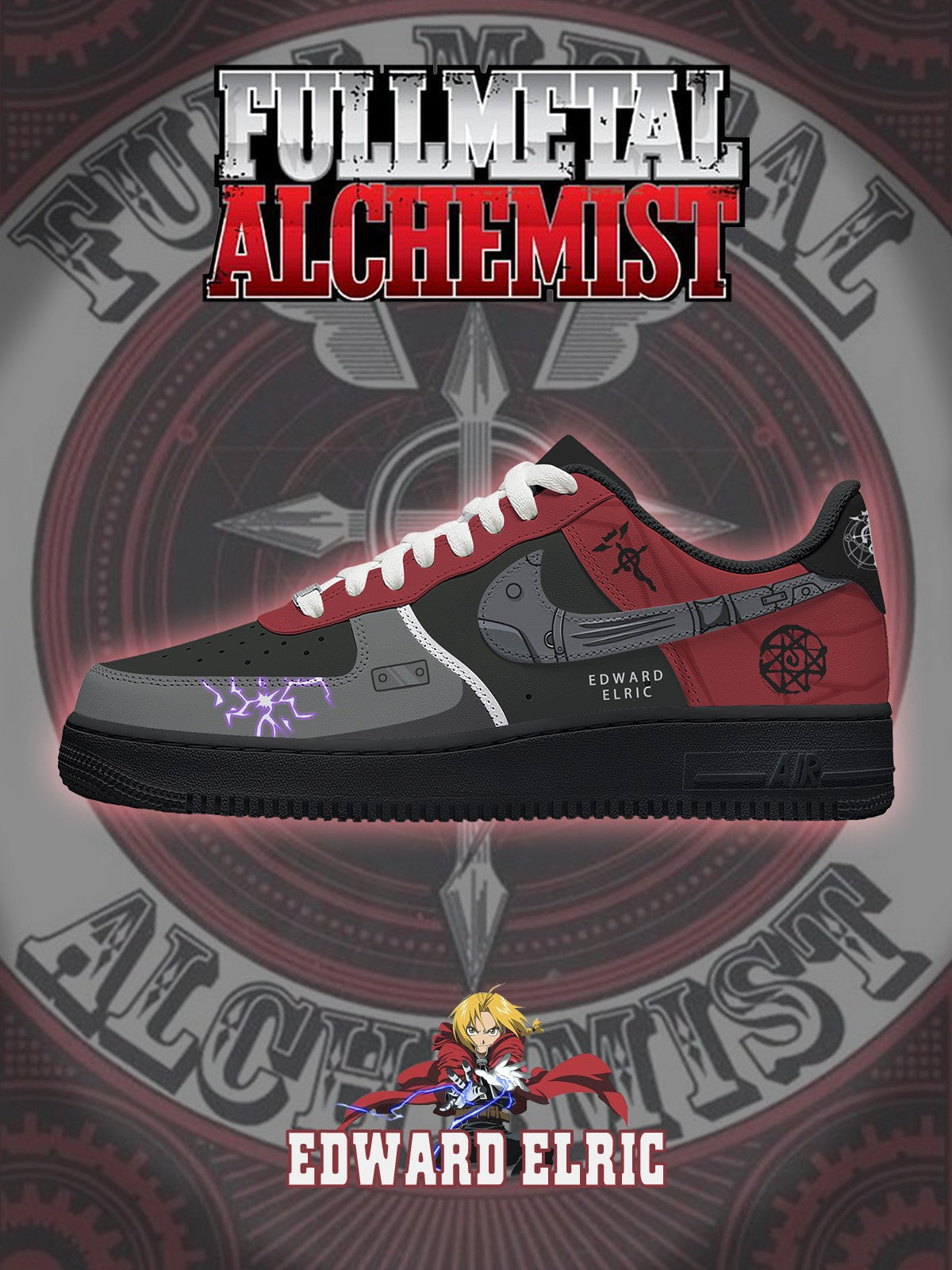 Edward Elric V.1 Custom Sneakers Edward Elric V.1 Custom Sneakers Sneakatelier