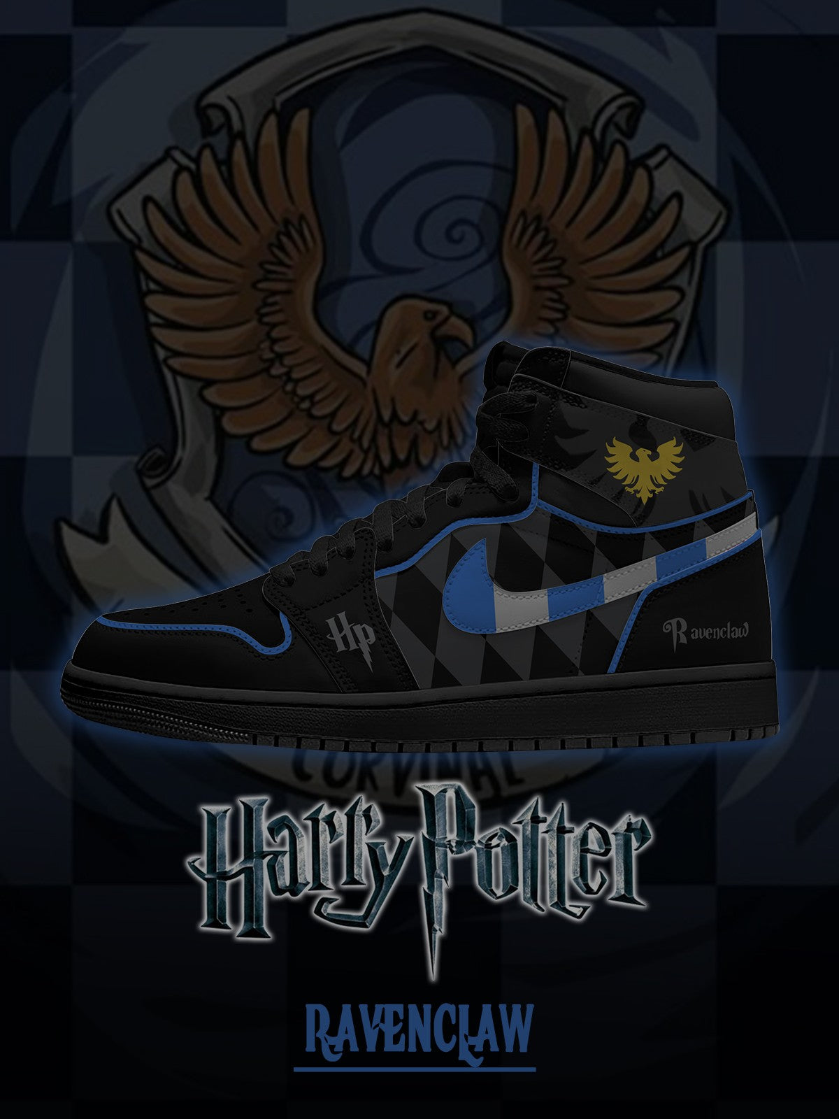 Hogwarts Ravenclaw House V.3 Custom High-Top Sneakers Hogwarts Ravenclaw House V.3 Custom High-Top Sneakers Sneakatelier