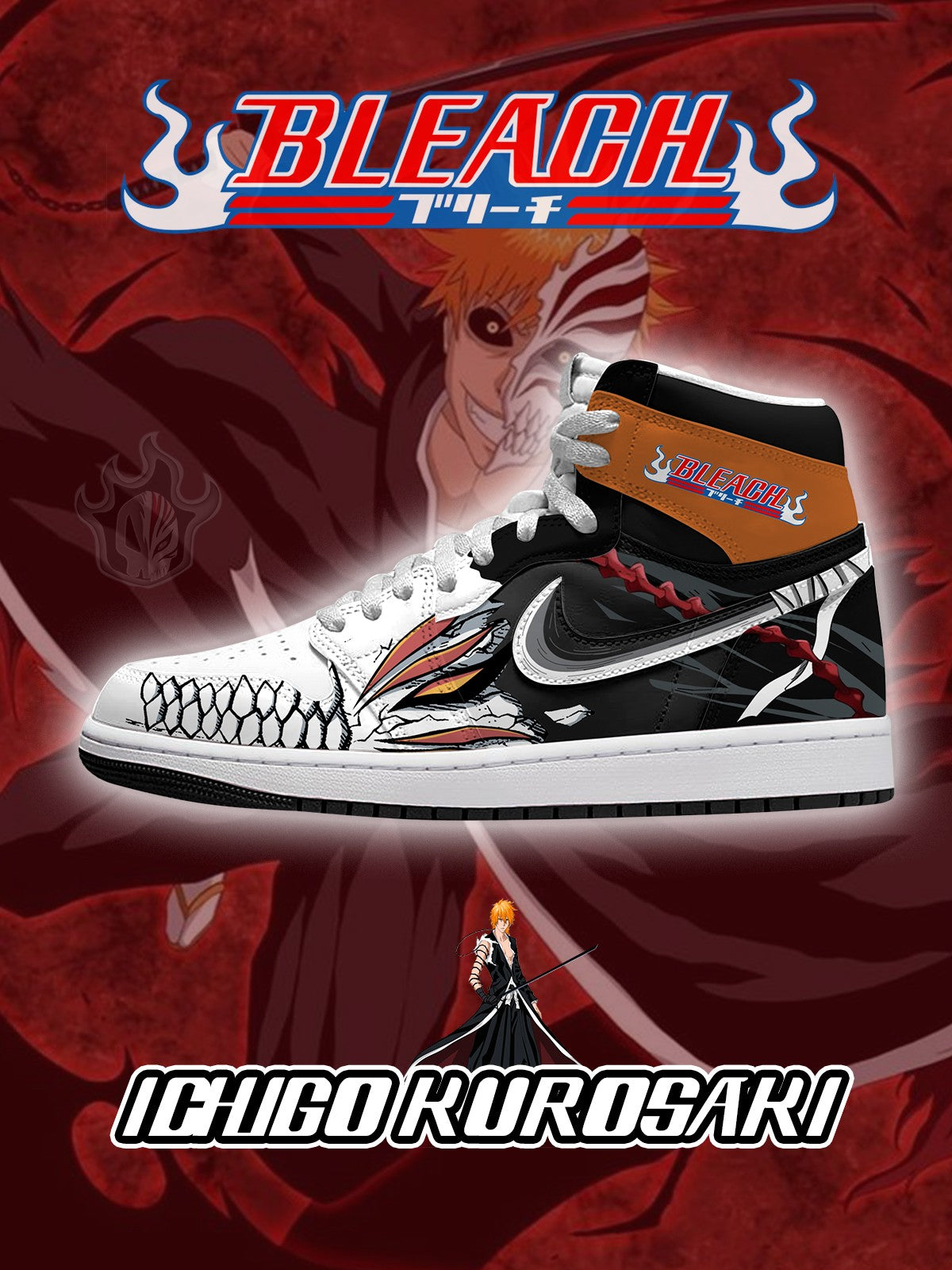 Ichigo Kurosaki V.1 Custom High-Top Sneakers Ichigo Kurosaki V.1 Custom High-Top Sneakers Sneakatelier