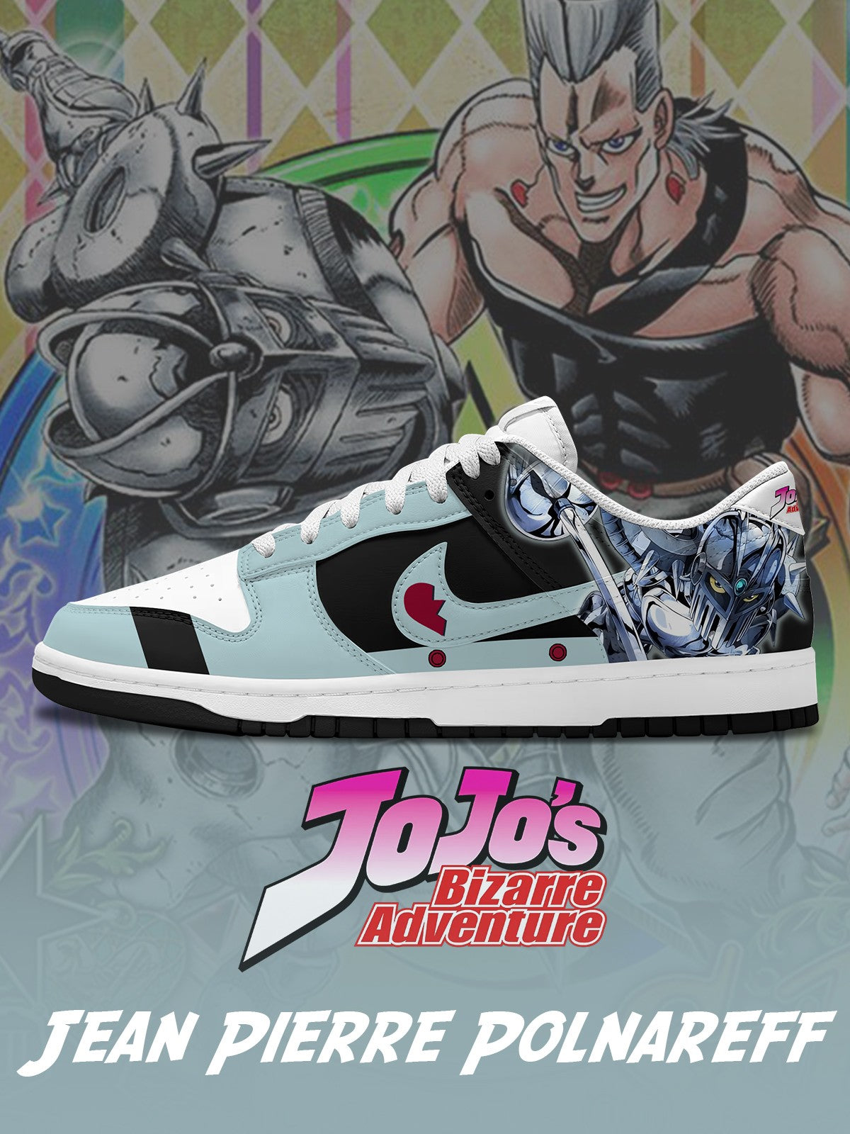 Jean Pierre Polnareff V.2 Custom Court-Low Sneakers Jean Pierre Polnareff V.2 Custom Court-Low Sneakers Sneakatelier