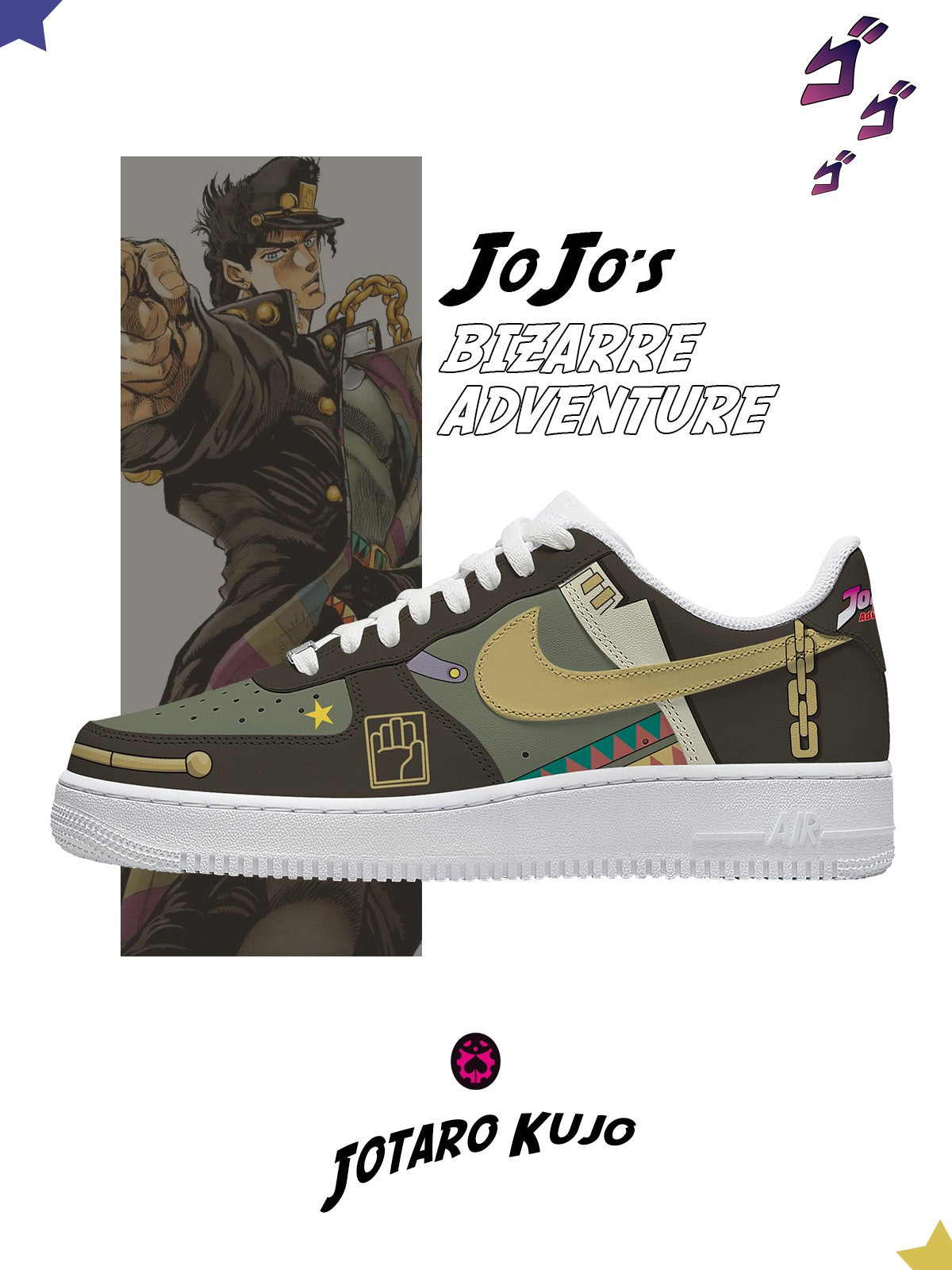 Jotaro Kujo V.2 Custom Sneakers Jotaro Kujo V.2 Custom Sneakers Sneakatelier
