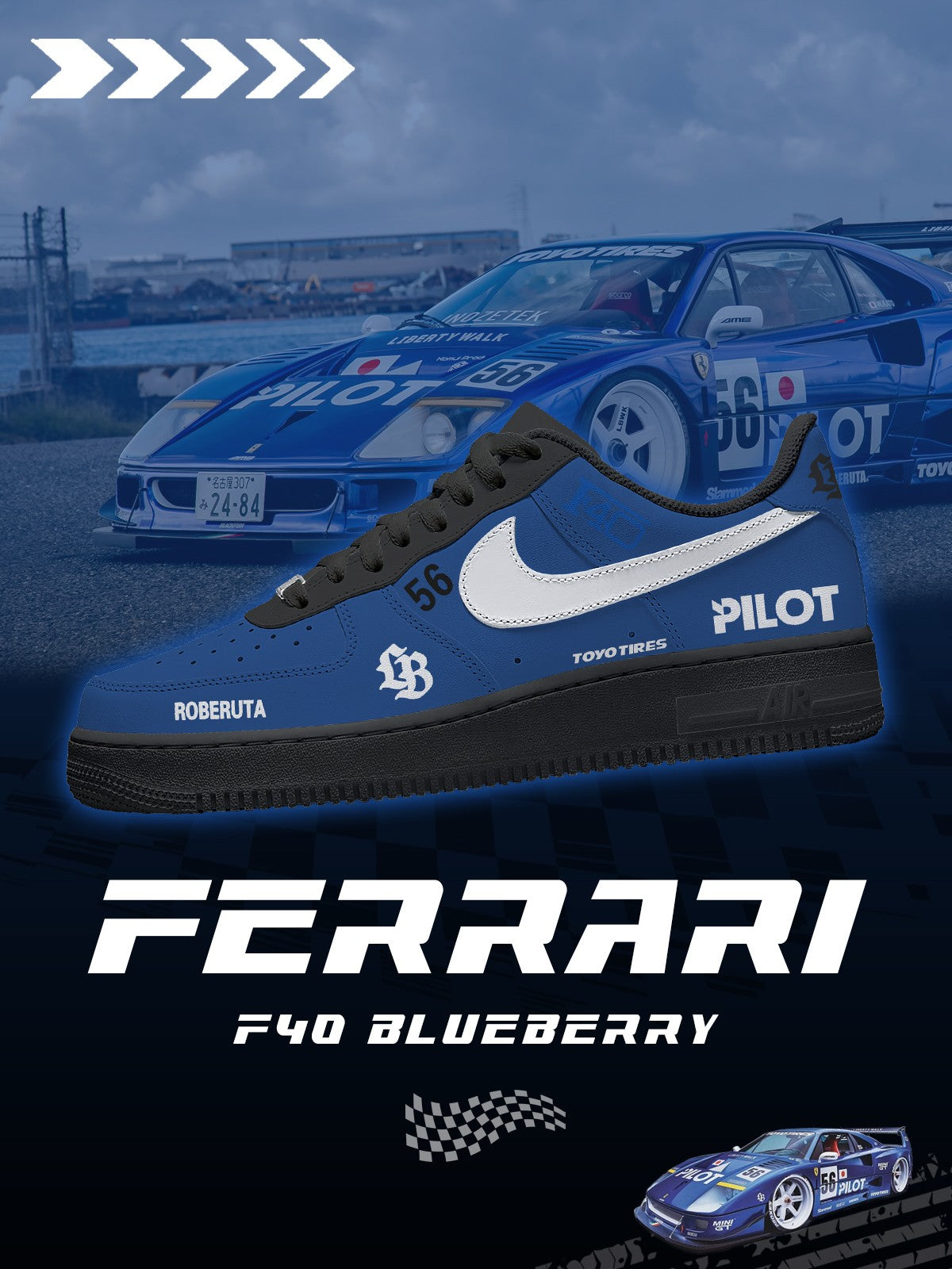 LB WORKS F40 Blueberry V.1 Custom Sneakers LB WORKS F40 Blueberry V.1 Custom Sneakers Sneakatelier