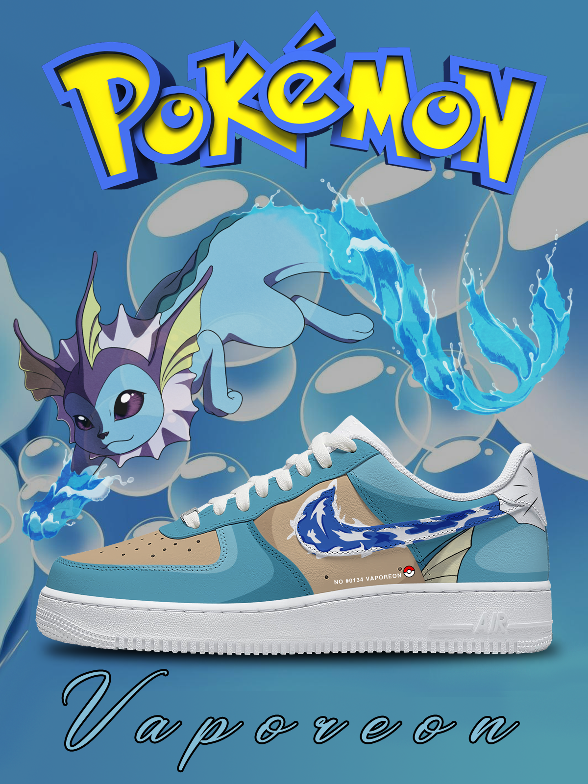 No.0134 Vaporeon Custom Sneakers No.0134 Vaporeon Custom Sneakers Sneakatelier