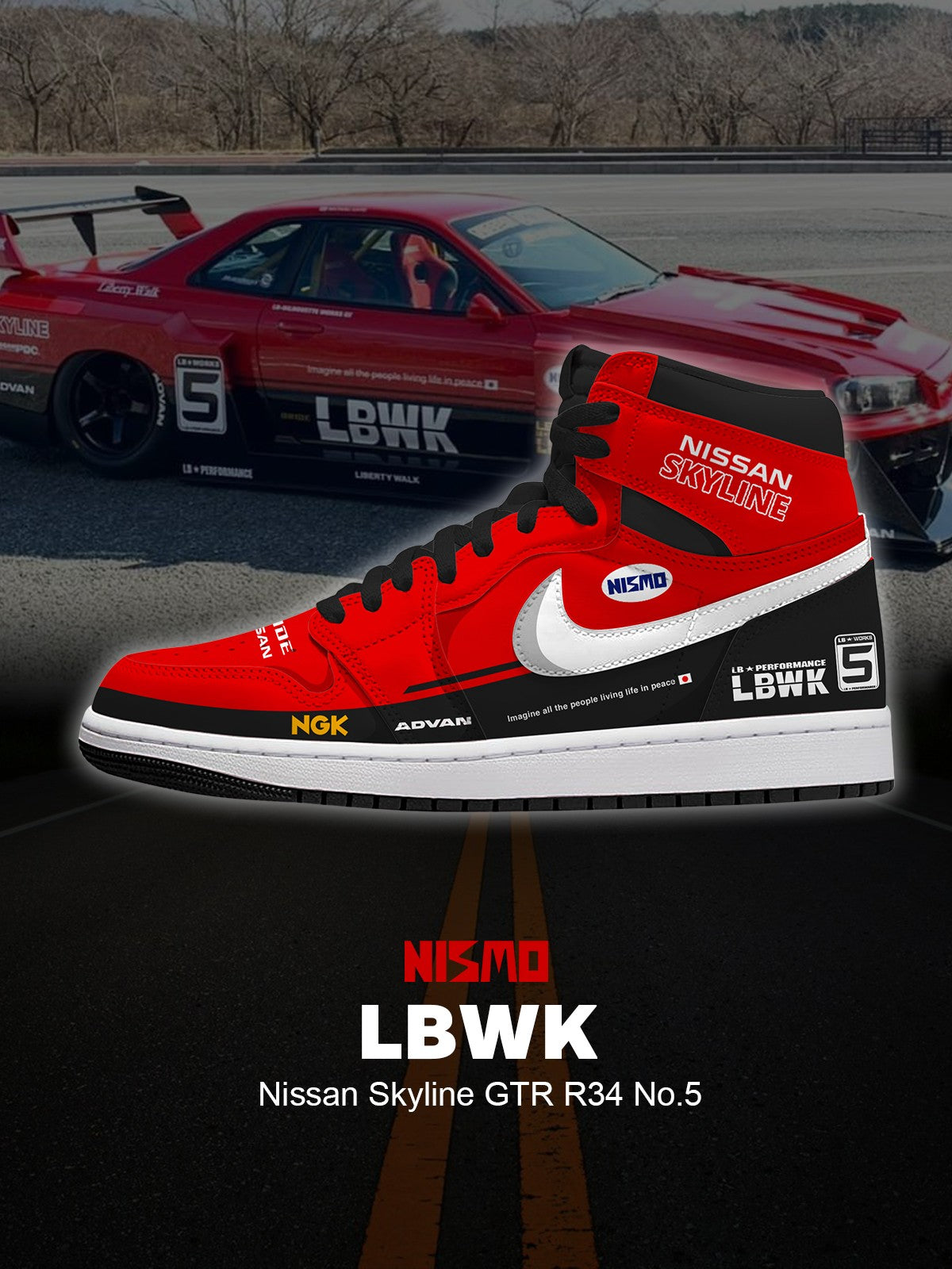 Skyline GTR R34 No.5 V.1 Custom High-Top Sneakers Skyline GTR R34 No.5 V.1 Custom High-Top Sneakers Sneakatelier