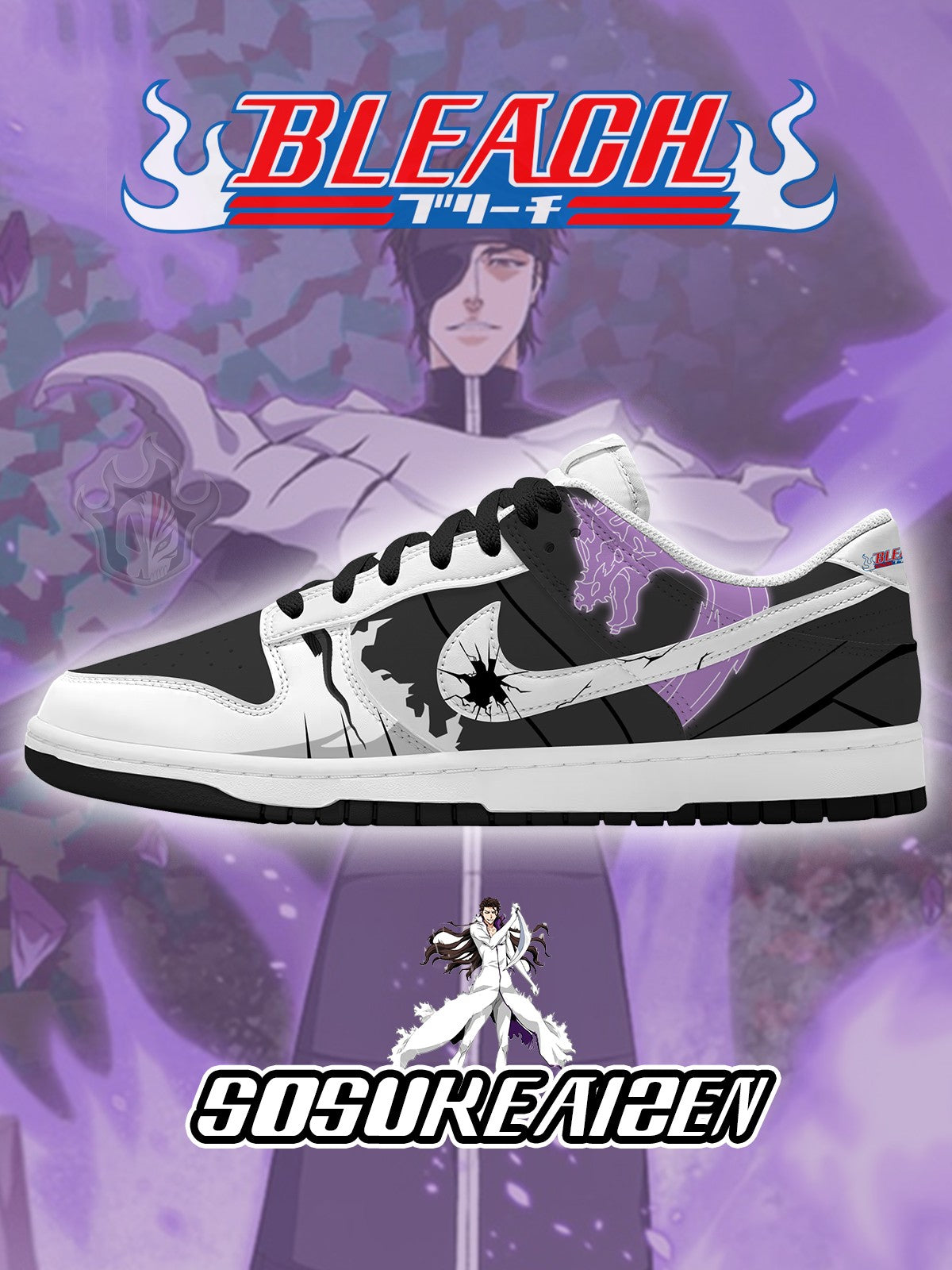 Sosuke Aizen V.1 Custom Court-Low Sneakers Sosuke Aizen V.1 Custom Court-Low Sneakers Sneakatelier
