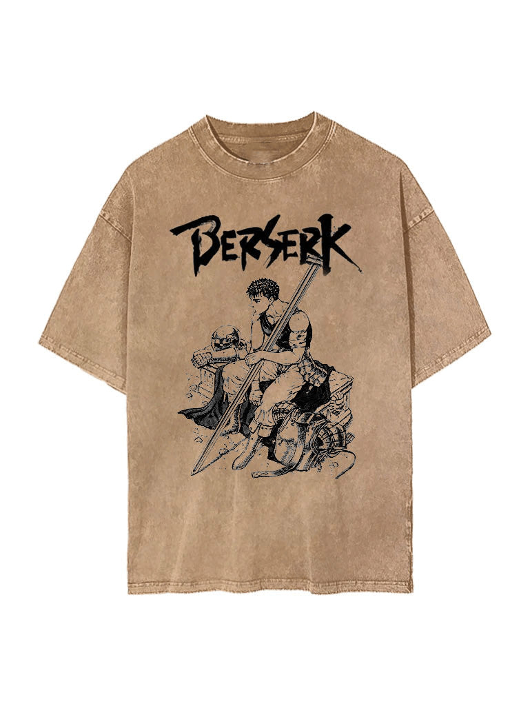BLACK SWORDSMAN BROWN VINTAGE OVERSIZE TEE